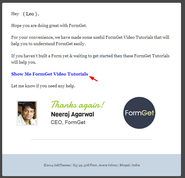 FormGet drip email example