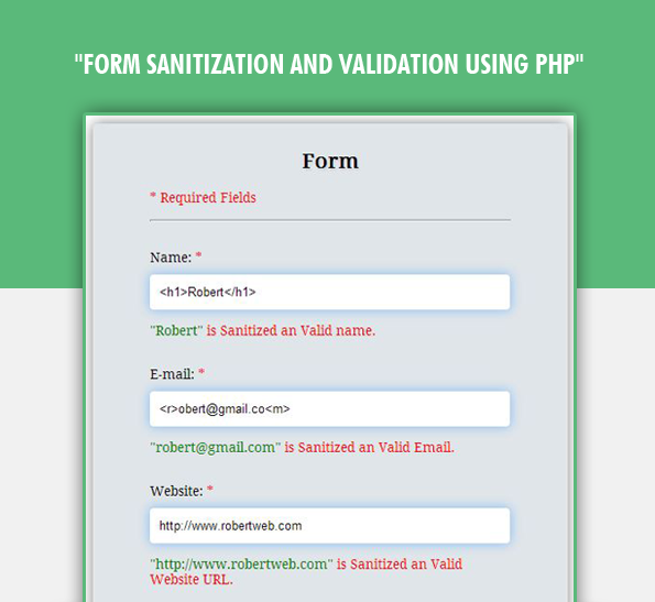 Kneden Boer Geslaagd PHP Sanitization and Validation of Form input Fields | FormGet