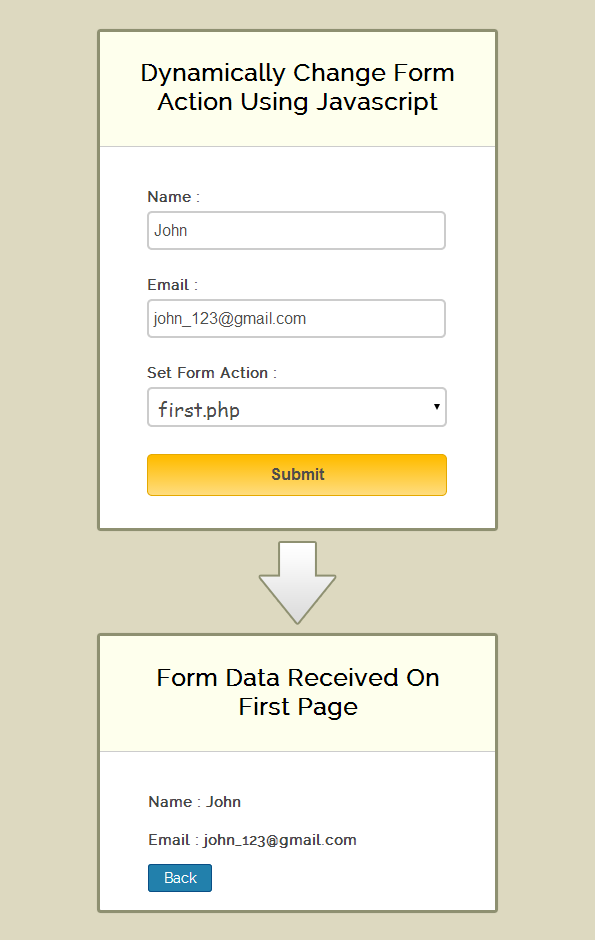 change form action dynamically using javascript