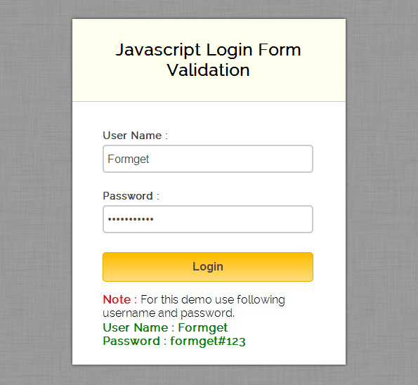 validating login form using javascript