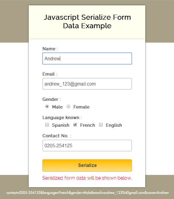 serialize in javascript method