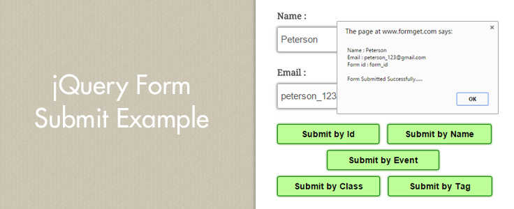 Pekkadillo aanval toezicht houden op jQuery Form Submit by Id, Class, Name and Tag | FormGet