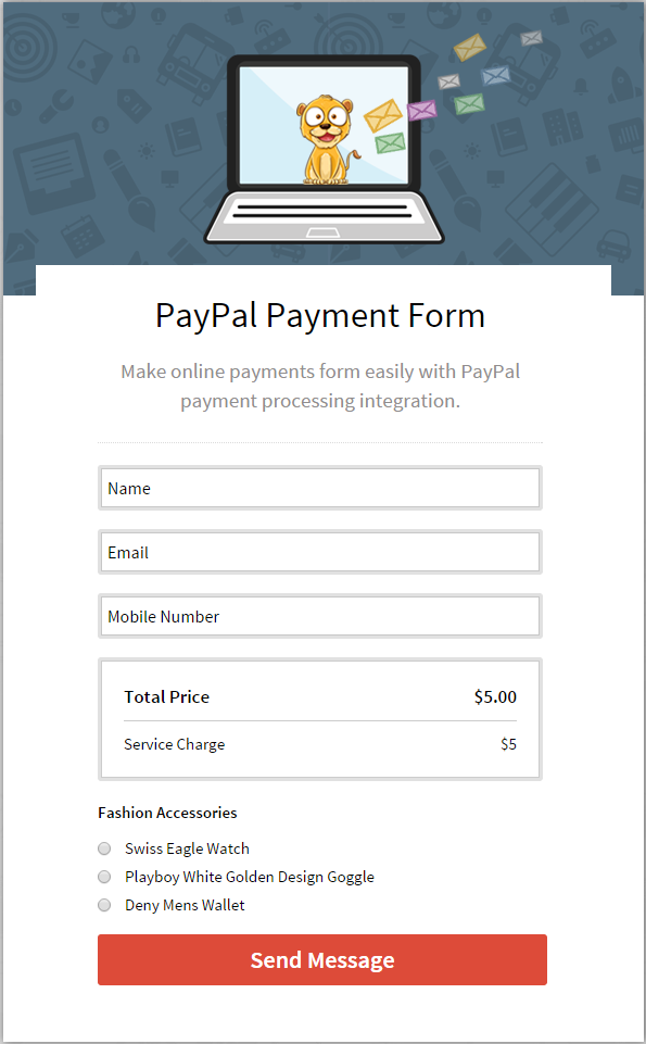 Online payment accepting form