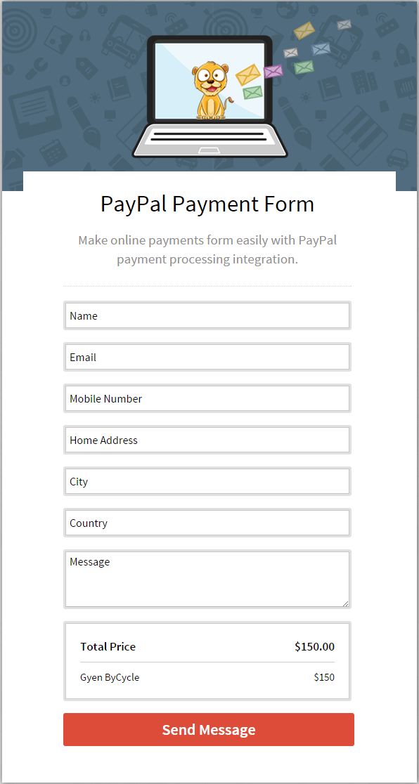 FormGet Payment Accepting Form Integrated with PayPal