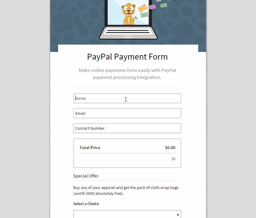 Online Payment Form Layout FormGet