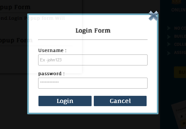 jQuery pop up login form