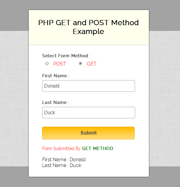 PHP GET and Method – | FormGet