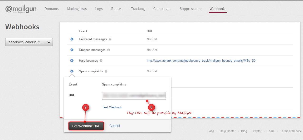Fetch bounce & spam emails by mailgun