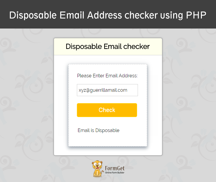 Disposable Email Address checker using PHP