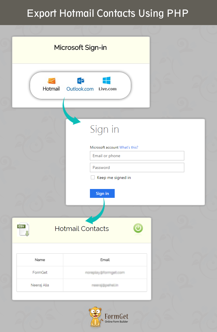 Export Hotmail Contacts Demo