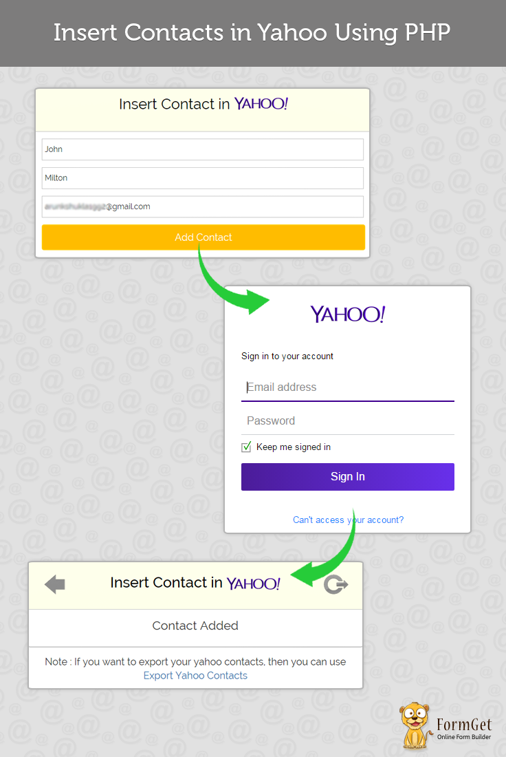 Insert Contacts in Yahoo using PHP