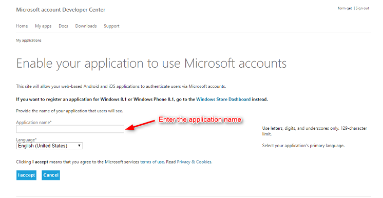 MS Application Page