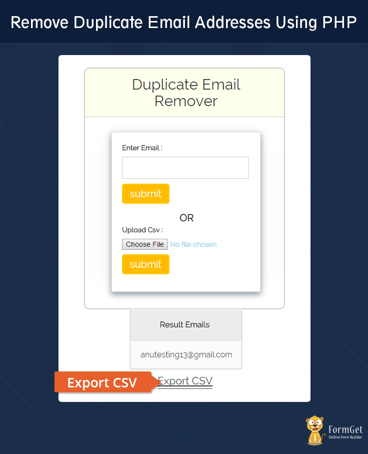 duplicate email remover using php