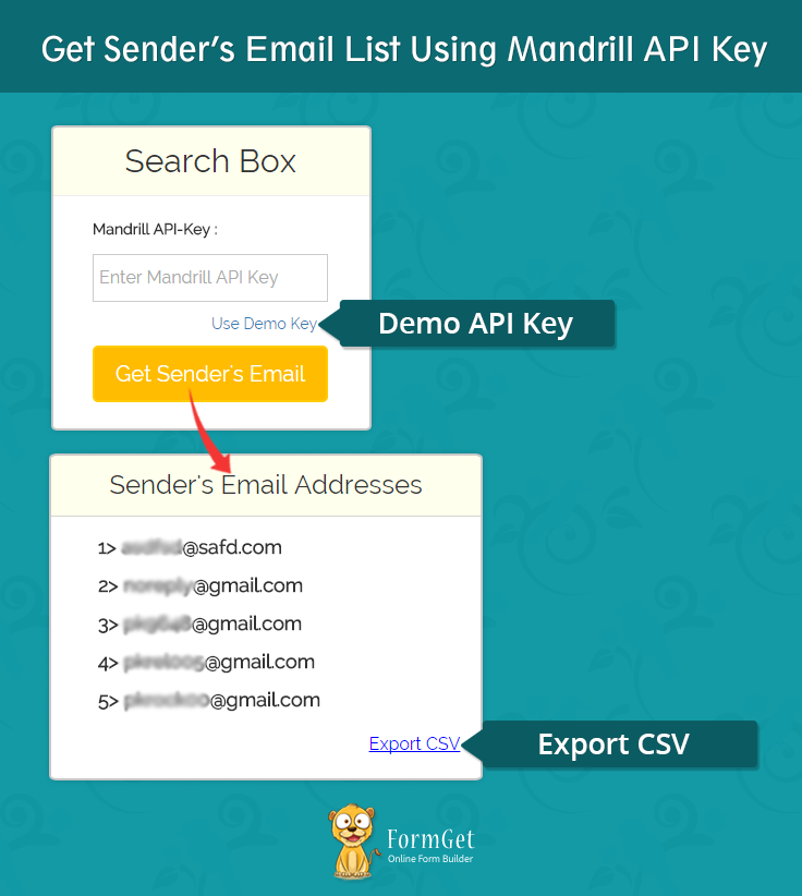 get senders email list using mandrill api key