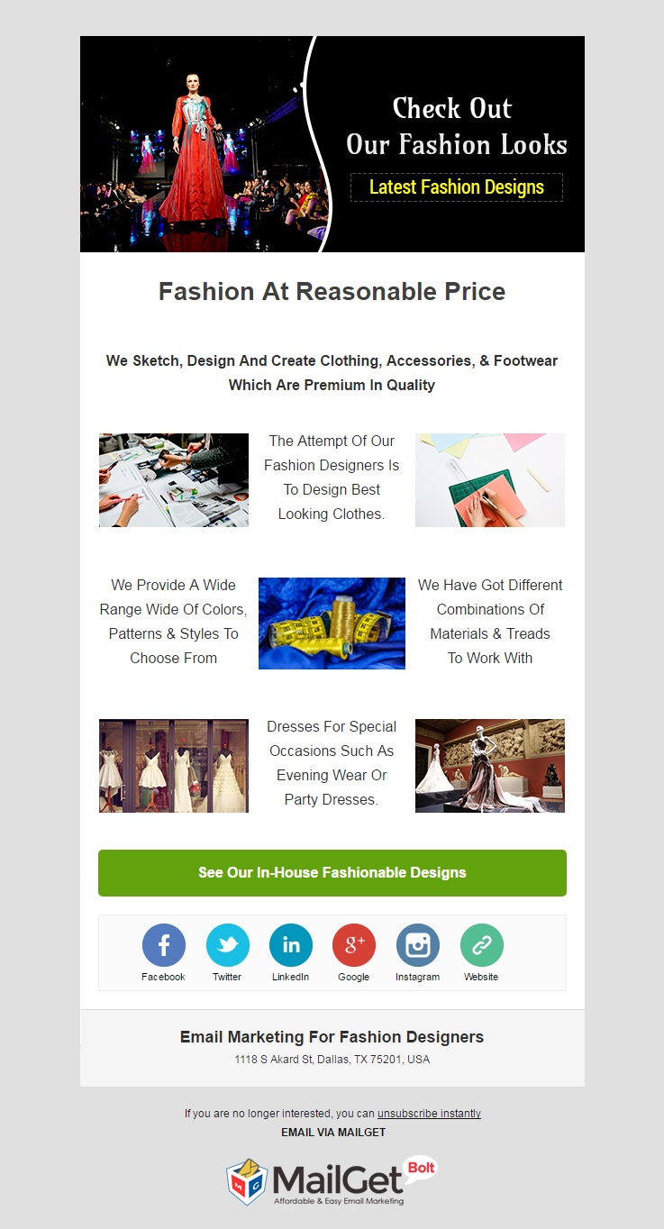 Email Template For Fashion Designers