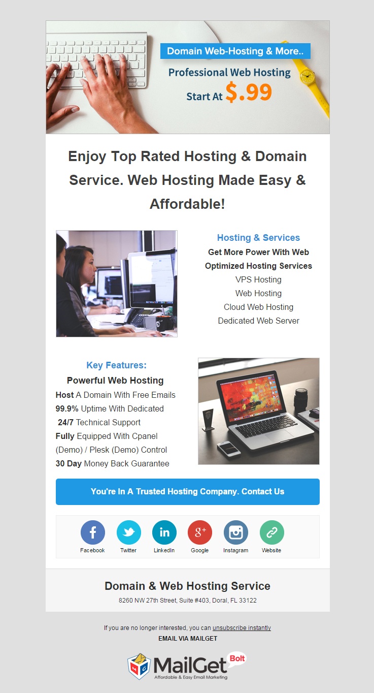email marketing services for Domain & Web Hosting Service