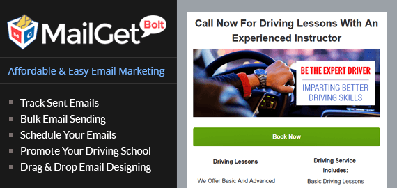 Driving School Email Marketing Service [MailGet Bolt] | FormGet