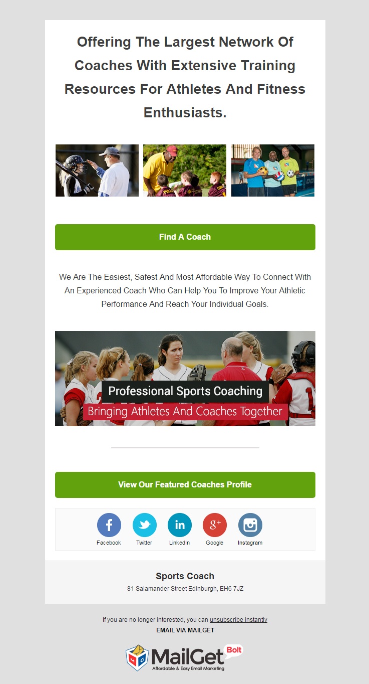 Email Marketing Service For Sports Coach