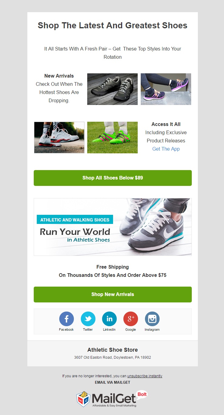 Email Marketing Service For Sports Shoe Stores