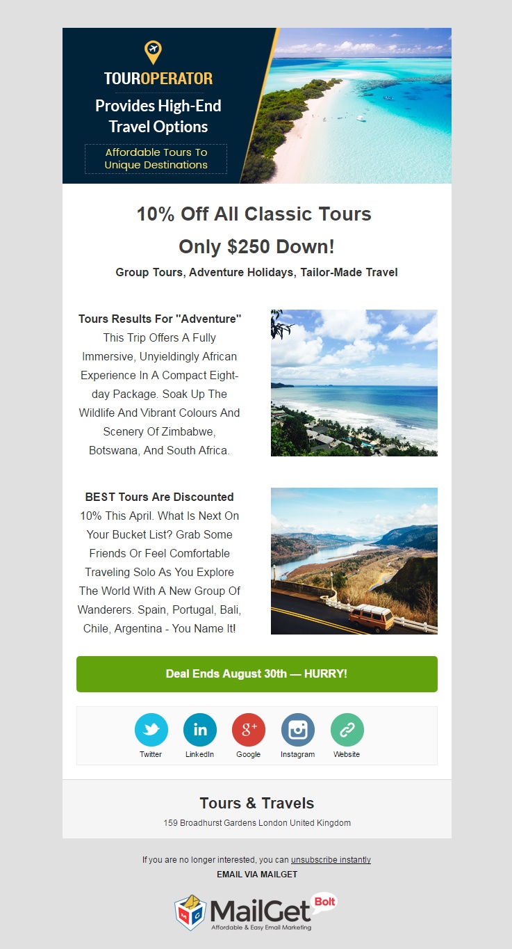 Email Marketing Service For Tour & Travel Agencies