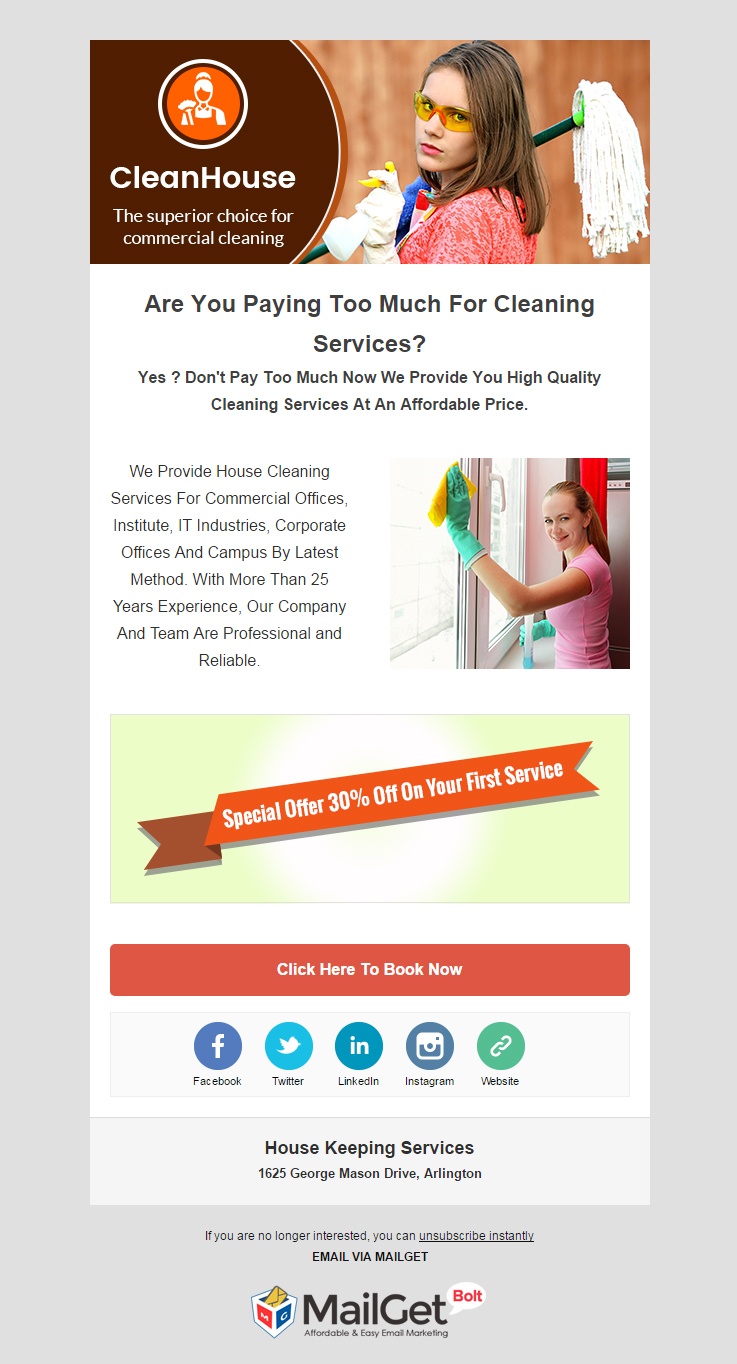 Email Marketing Software For Housekeeping & Cleaning Services