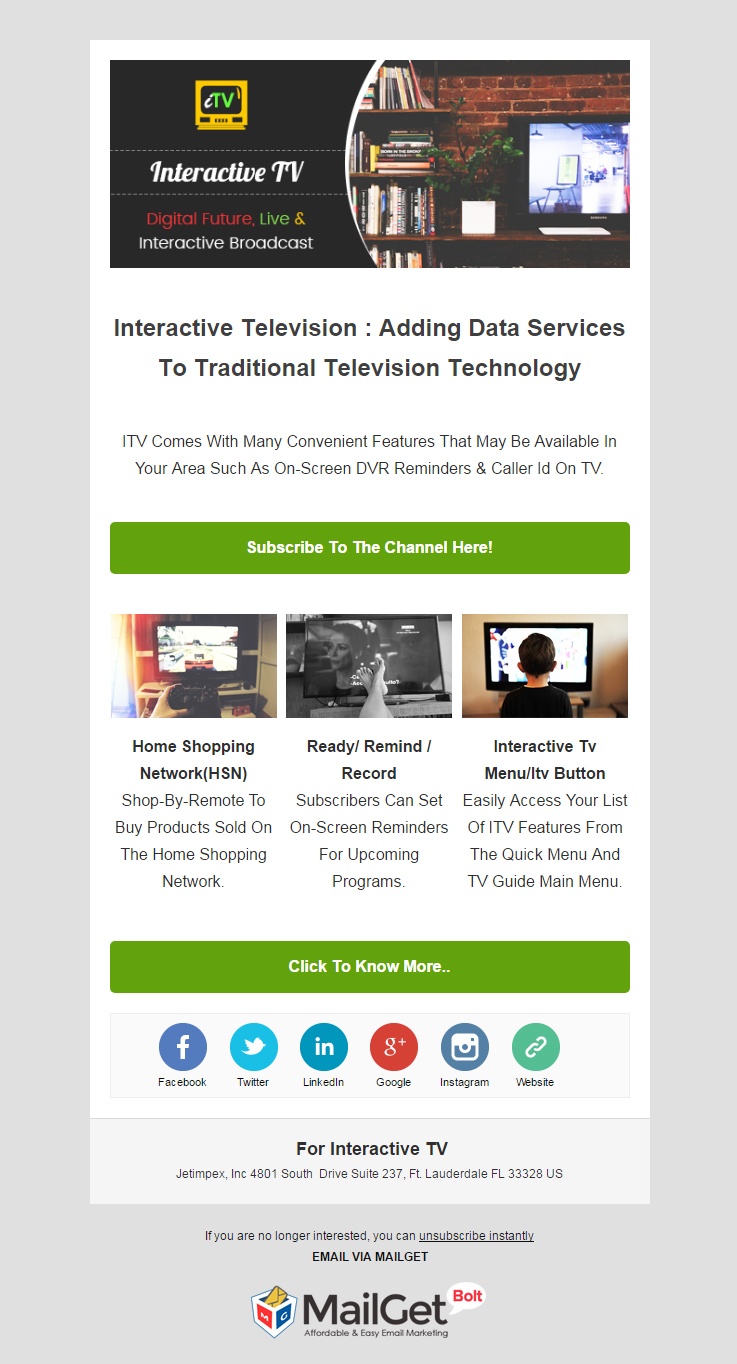 Email Marketing services for Interactive Tv