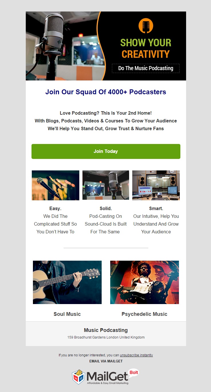 Music Podcasting Email Template