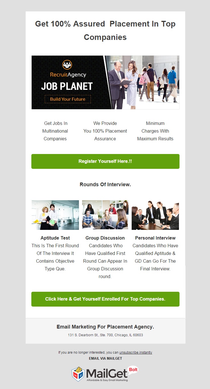 Placement Agency Email Template
