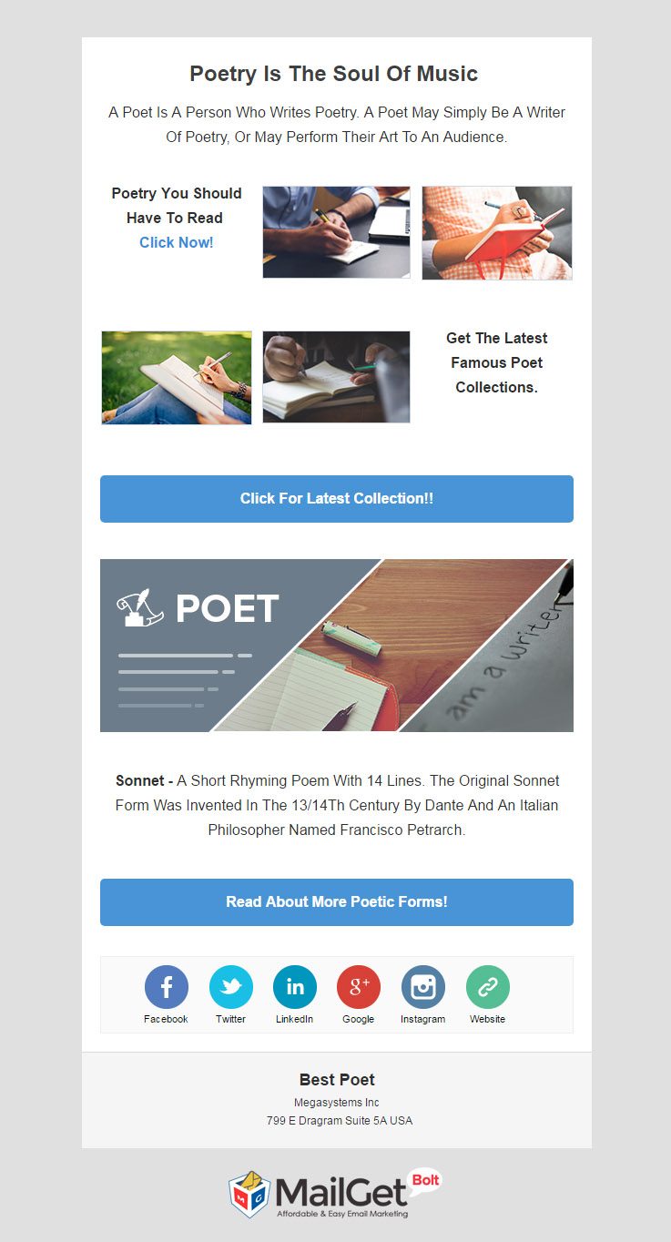 Poet Email Template