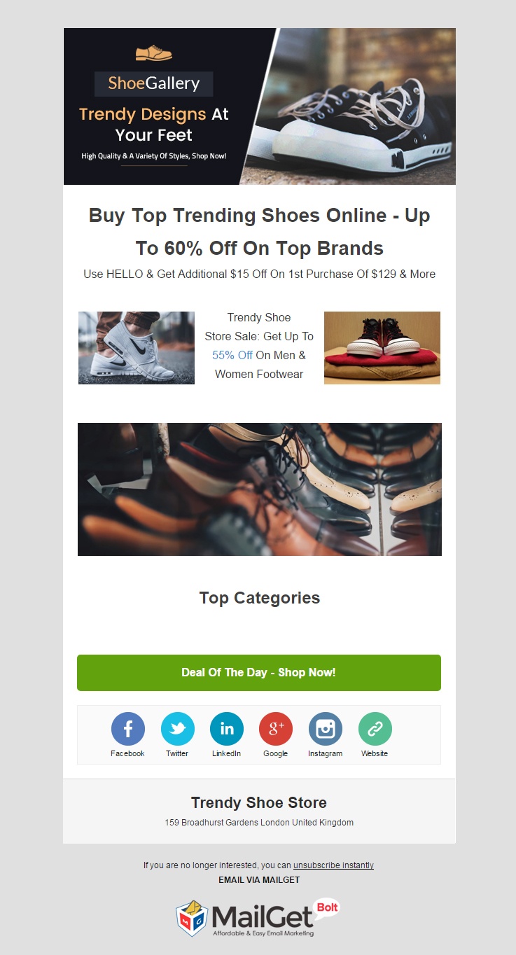 Trendy Shoe Store Email Template