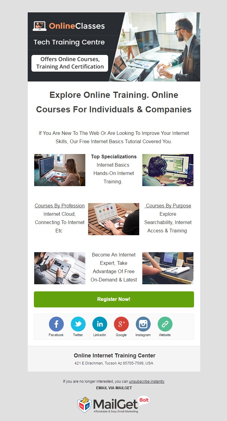 Email Marketing For Online Internet Classes