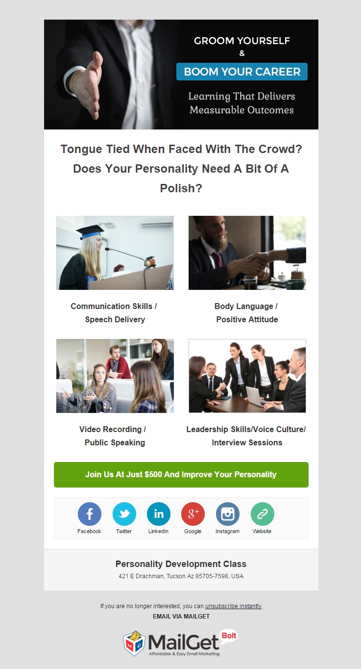 Email Marketing For Personality Development Classes