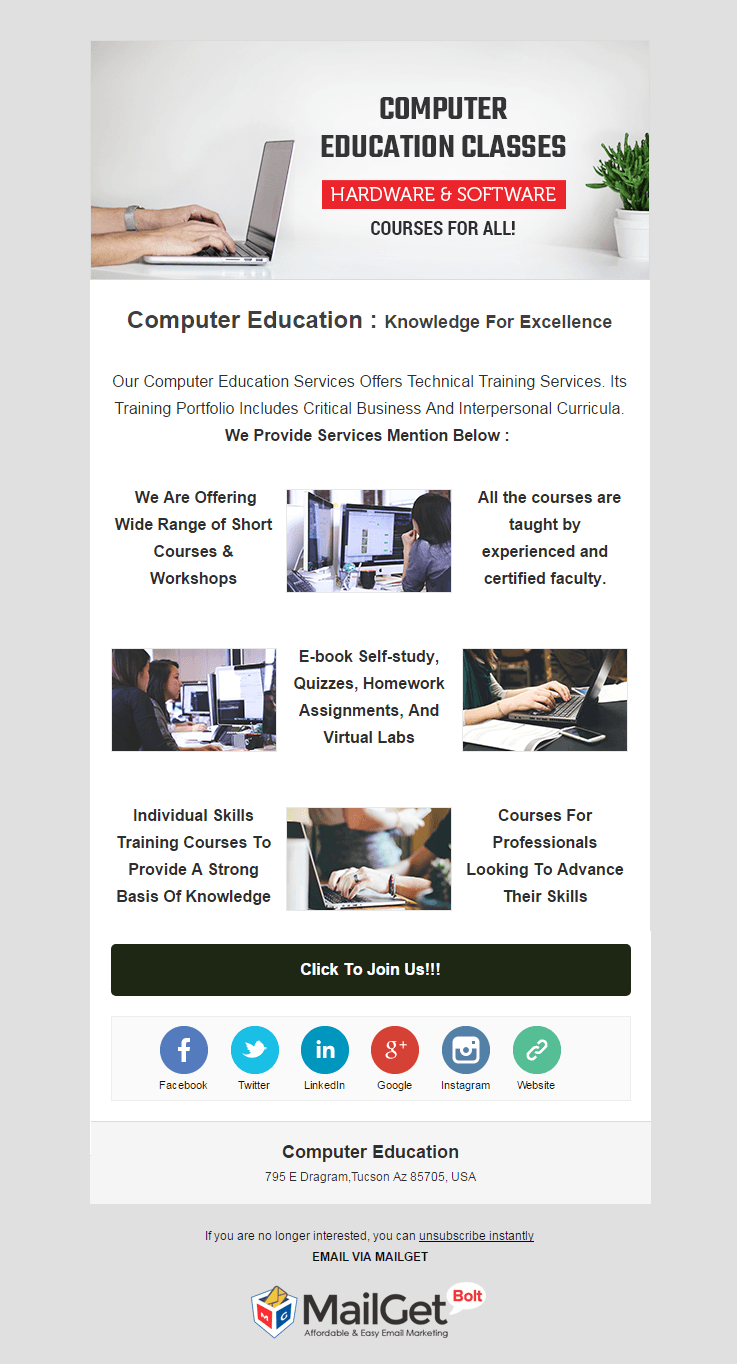 Email Marketing Service For Computer Centers