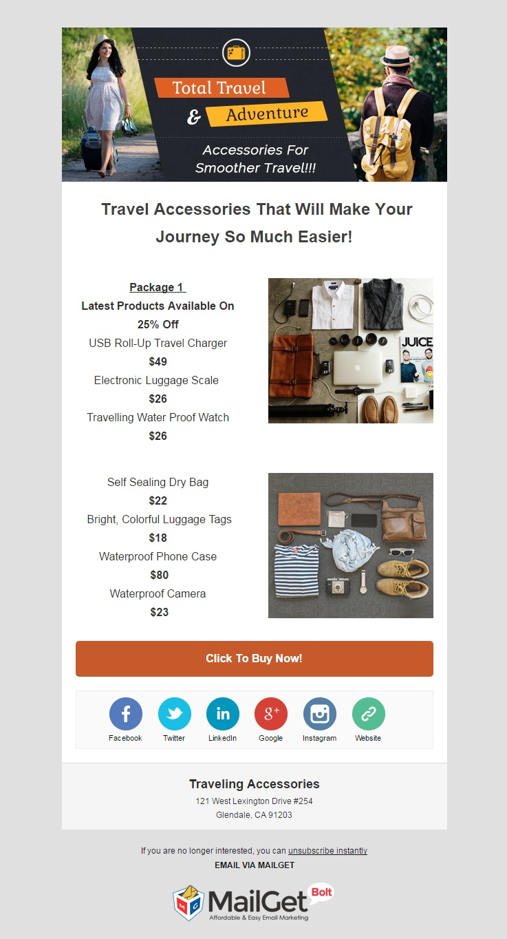 Email Marketing Service For Traveling Accessories Retailers