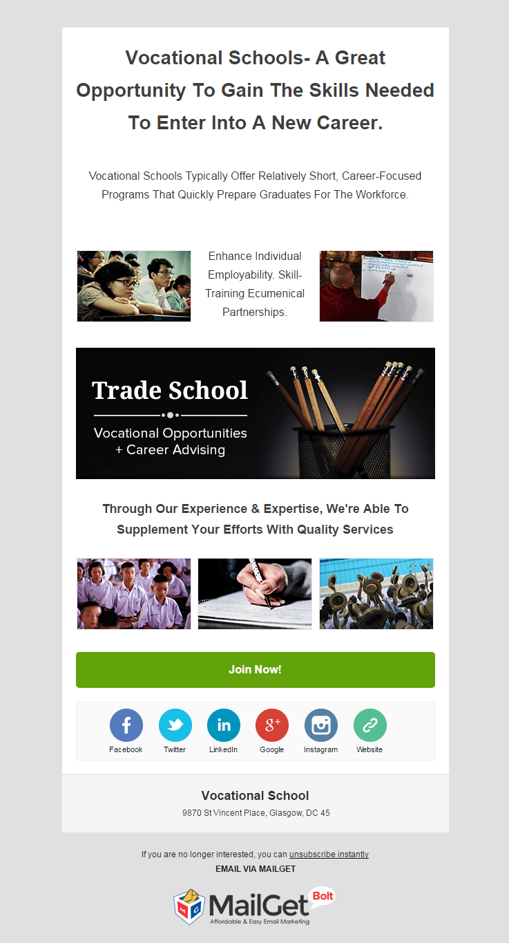 Email Marketing Service For Vocational Training Schools