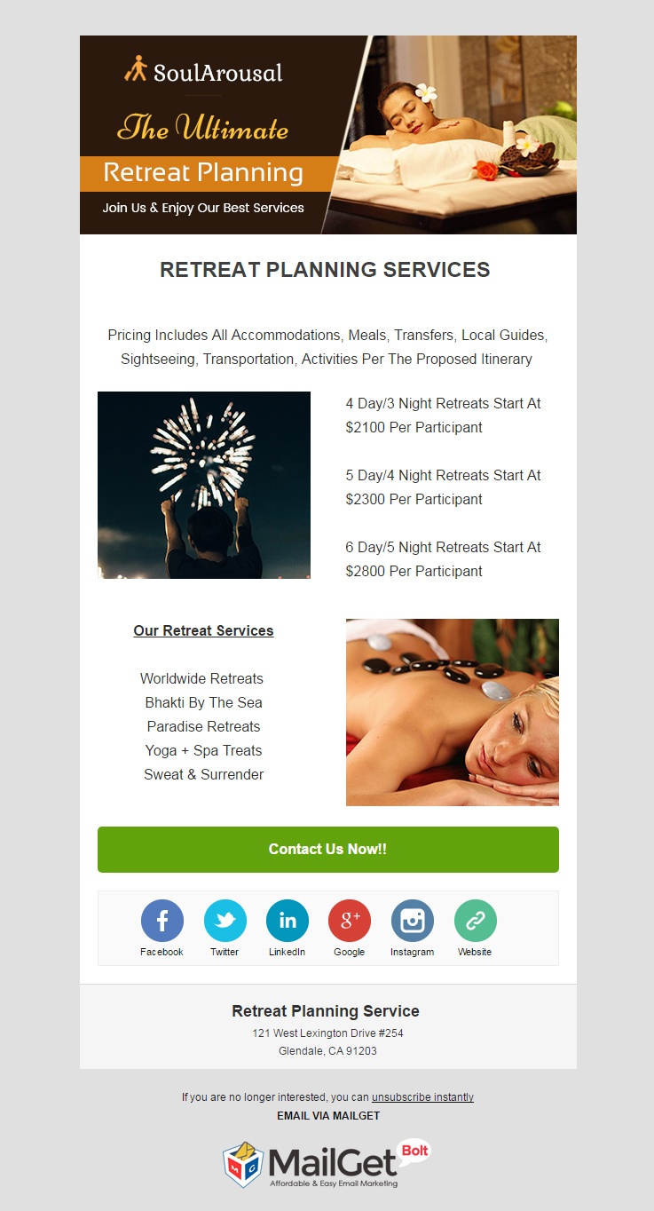 Retreat Planning Service Email Templates