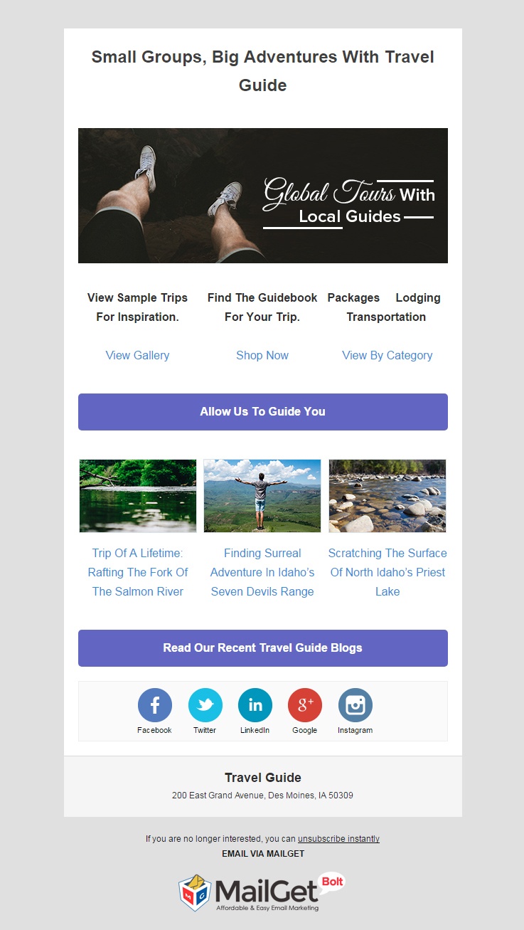 Travel Guide Email Templates