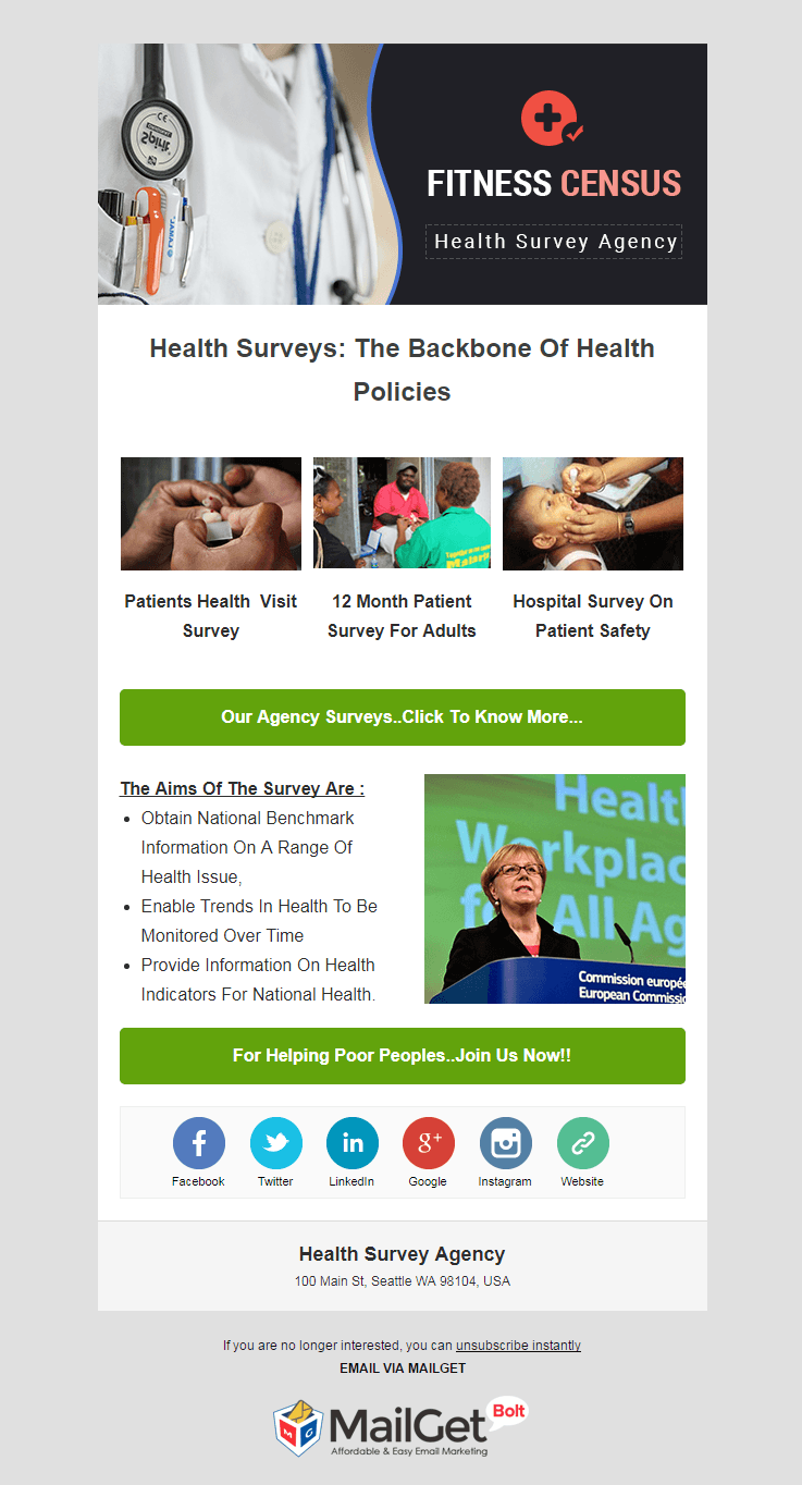 Email Marketing Service For Health Survey Agencies