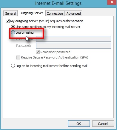 Choose “Log on using” option