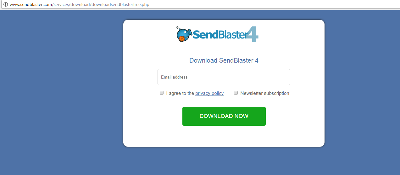 SendBlaster 4 Download window