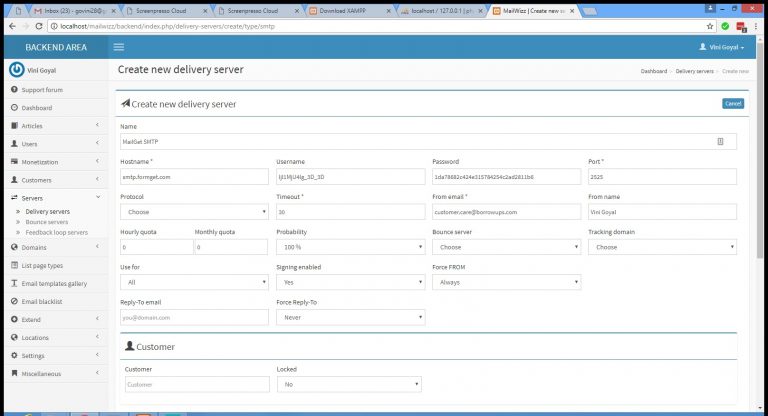 Integrate SMTP with MailWizz account