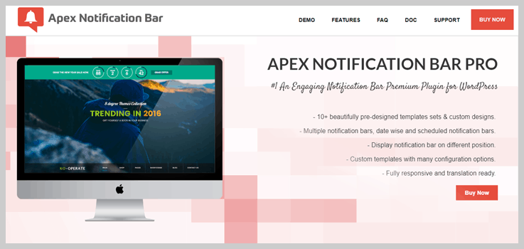 Apex Notification Bar - Top bar WordPress plugins