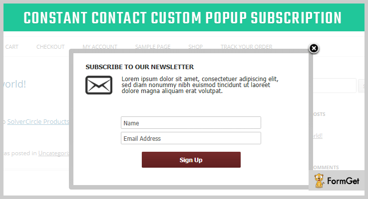 Constant Contact Custom Popup Subscription