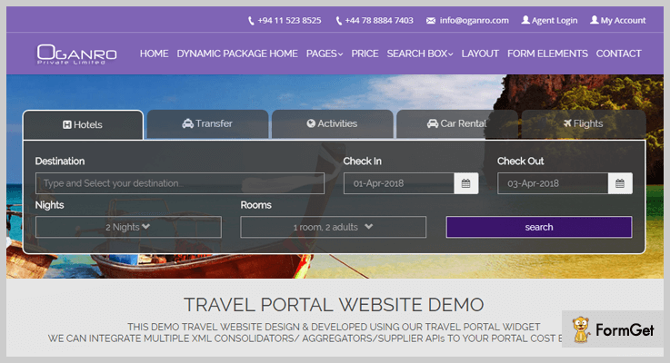 Oganro Travel Agency WordPress Plugin