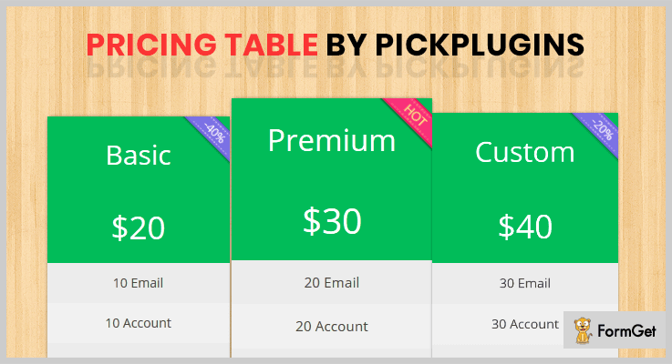 Pricing Table by PickPlugins