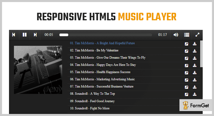 responsive html5 music player