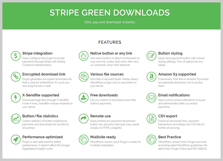 Stripe Green Downloads - Stripe WordPress Plugins