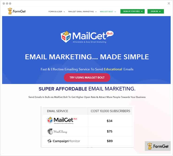 MailGet Bolt Newsletter WordPress Plugins
