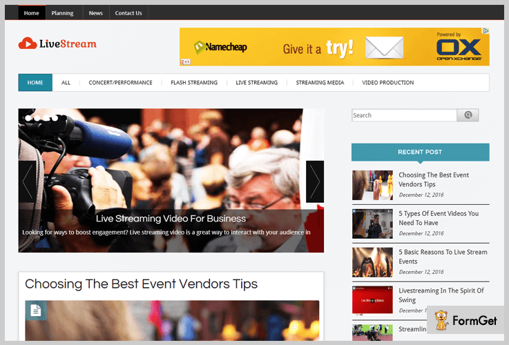 Livestream WordPress Theme