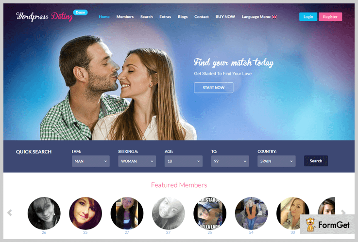 Dating site wordpress template